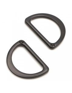 Set of 2 black D-rings, 25 mm