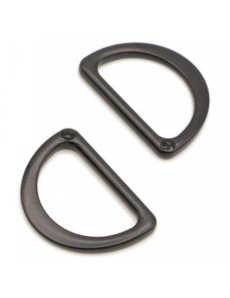 Set of 2 black D-rings, 25 mm