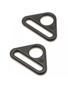 Set of 2 black triangular rings, 25 mm