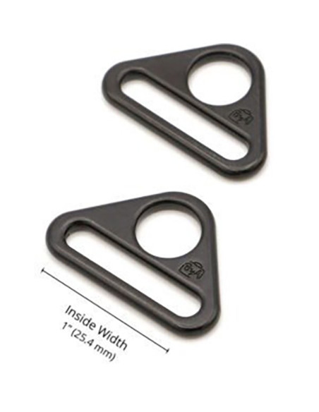 Set of 2 black triangular rings, 25 mm