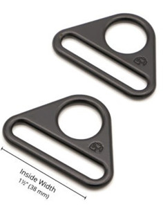 Set of 2 black triangular rings 38 mm 2
