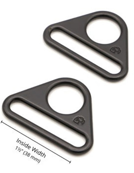 Set of 2 black triangular rings 38 mm