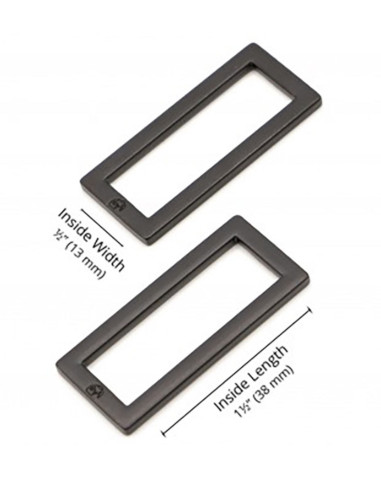 Set of 2 rectangular loops 13 x 38 mm black