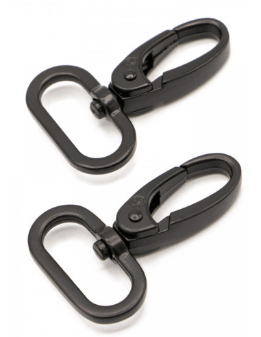 Set of 2 black carabiners for 25 mm straps