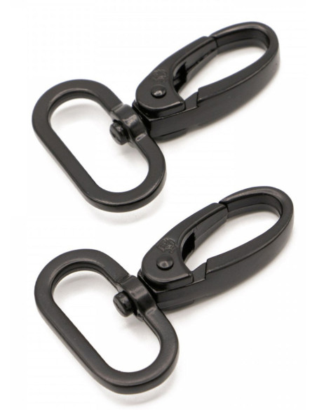 Set of 2 black carabiners for 25 mm straps