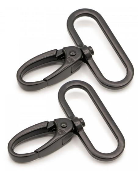 Set of 2 black 38 mm carabiners