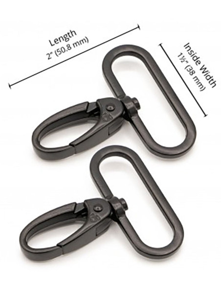 Set of 2 black 38 mm carabiners