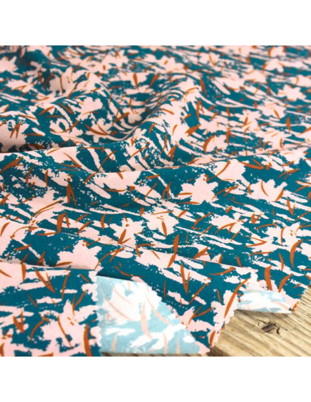 Petrol blue chalk viscose poplin fabric - Églantine & Zoé