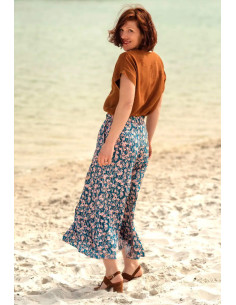 Petrol blue chalk viscose poplin fabric - Églantine & Zoé 2