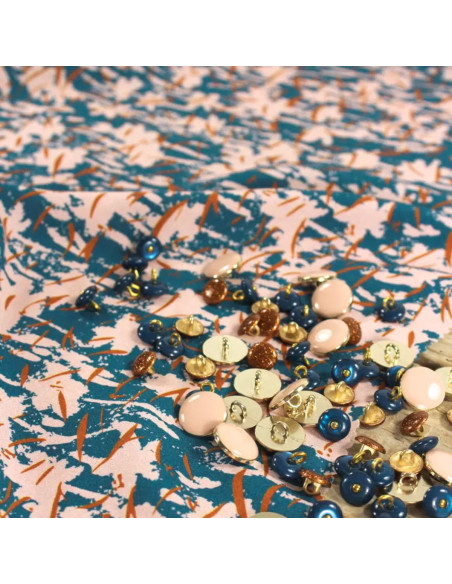 Petrol blue chalk viscose poplin fabric - Églantine & Zoé