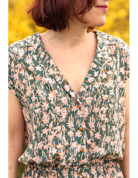 Viscose poplin fabric Chalk eucalyptus - Églantine & Zoé