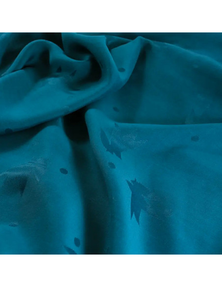 Petrol blue viscose jacquard fabric - Églantine & Zoé