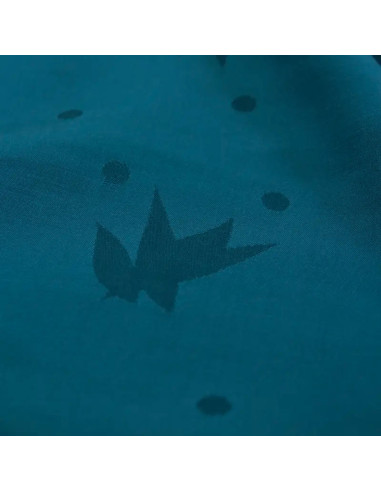 Petrol blue viscose jacquard fabric - Églantine & Zoé