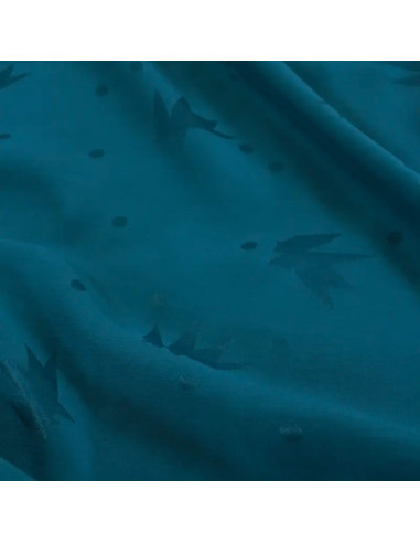 Petrol blue viscose jacquard fabric - Églantine & Zoé