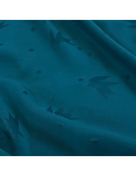 Petrol blue viscose jacquard fabric - Églantine & Zoé