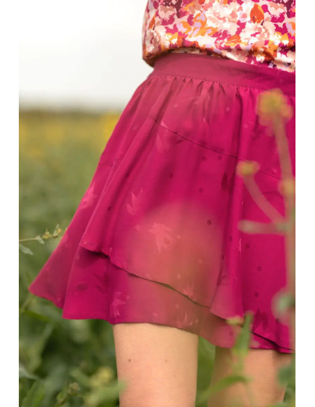 Magenta pink Streli viscose jacquard fabric - Églantine & Zoé