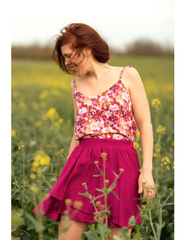 Magenta pink Streli viscose jacquard fabric - Églantine & Zoé