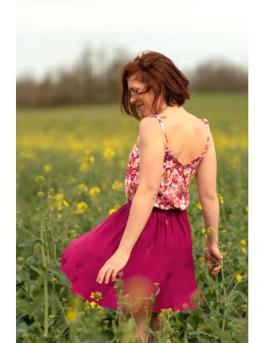 Magenta pink Streli viscose jacquard fabric - Églantine & Zoé