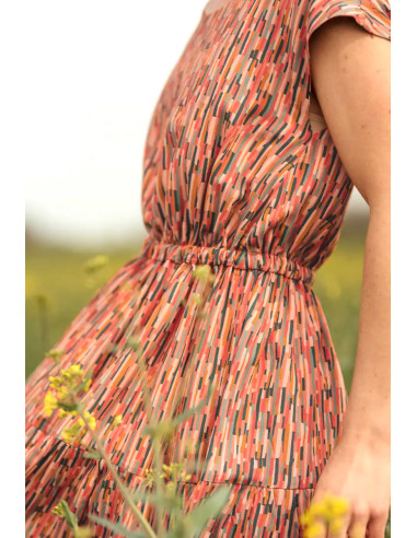 Coral Roc viscose poplin fabric - Églantine & Zoé