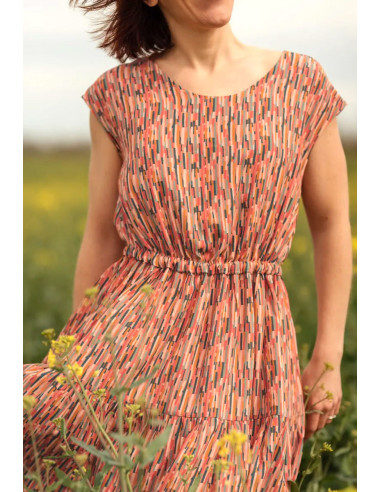Coral Roc viscose poplin fabric - Églantine & Zoé