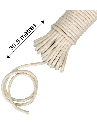 Natural braided cotton rope 6 mm x 30.5 meters The Gypsy Quilter
