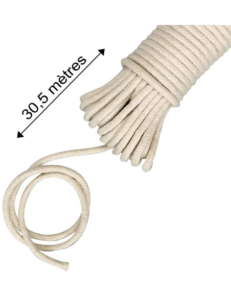 Natural braided cotton rope 6 mm x 30.5 meters The Gypsy Quilter