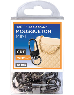 Set of 10 mini swivel carabiners - Gunmetal 35 x 12 mm