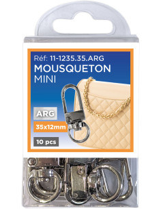 Set of 10 mini swivel carabiners - Silver 35 x 12 mm