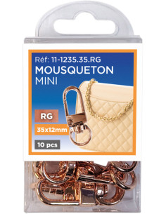 Set of 10 mini swivel carabiners - Rose gold 35 x 12 mm