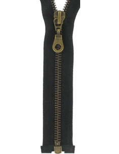 Separating metal zipper - Black with bronze teeth