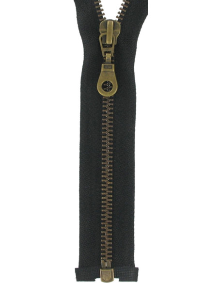 Separating metal zipper - Black with bronze teeth