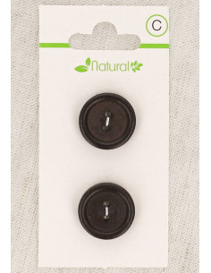 Dark wood 2-button card 18 mm 2 holes - Round