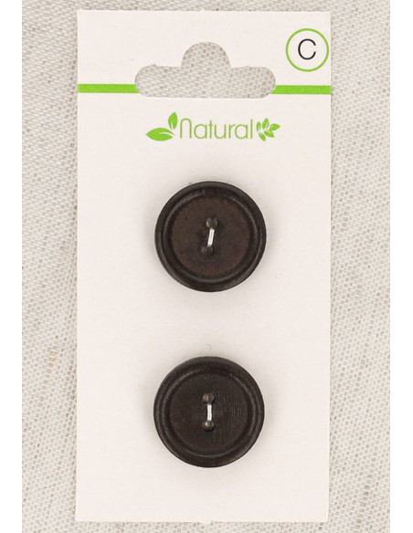 Dark wood 2-button card 18 mm 2 holes - Round