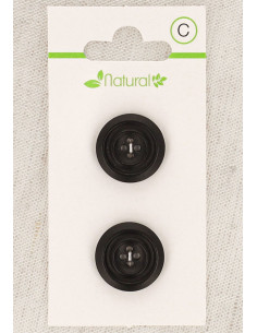 Dark wood 2-button card, 18 mm, 4 holes - Round