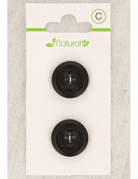Dark wood 2-button card, 18 mm, 4 holes - Round