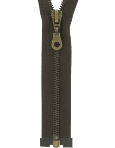 Separating metal zipper - Brown with bronze teeth