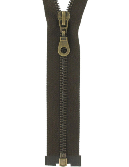 Separating metal zipper - Brown with bronze teeth