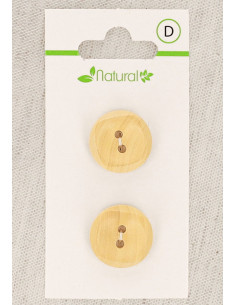 Natural wood 2-button card 18 mm 2 holes - Squares