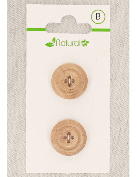 Natural wood 2-button card 18 mm 4 holes - Moldings