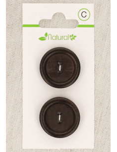Dark wood 2-button card, 23 mm, 2 holes - Round
