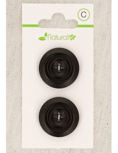 Dark wood 2-button card, 23 mm, 4 holes - Round