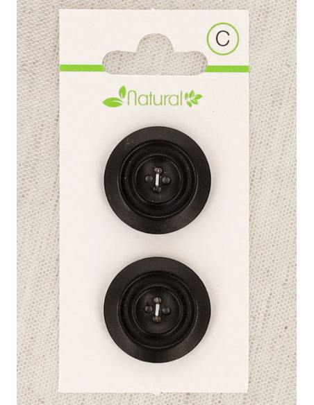 Dark wood 2-button card, 23 mm, 4 holes - Round