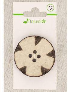 Natural wood button card 38 mm 4 holes - Fancy round