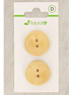 Natural wood 2-button card, 23 mm, 2 holes - Squares