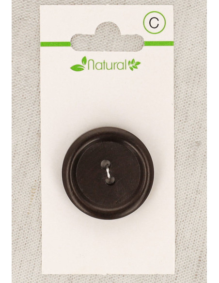 Dark wood button card 28 mm 2 holes - Round