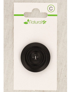 Dark wood 1-button card 28 mm 4 holes - Round