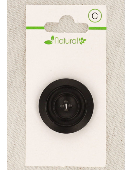 Dark wood 1-button card 28 mm 4 holes - Round