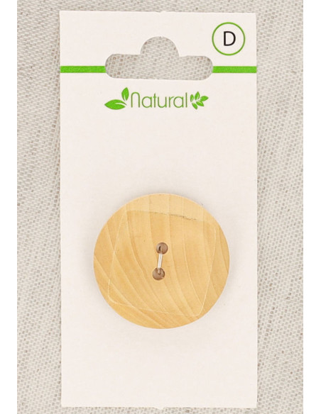 Natural wood button card 28 mm 2 holes - Squares