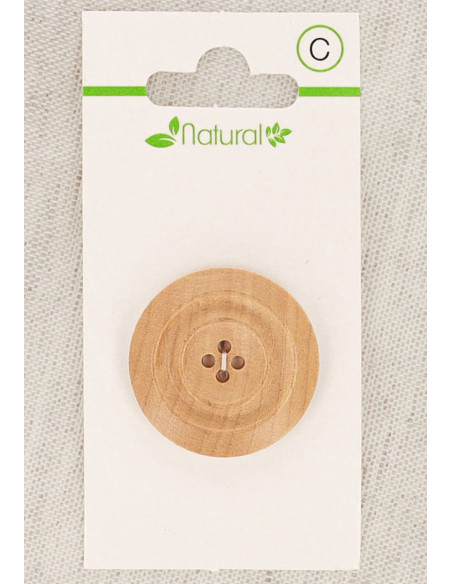 Natural wood button card 28 mm 4 holes - Moldings