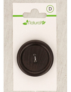 Dark wood button card, 34 mm, 2 holes - Round